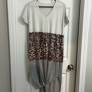 SHEIN Cream Leopard Gray Maxi Dress